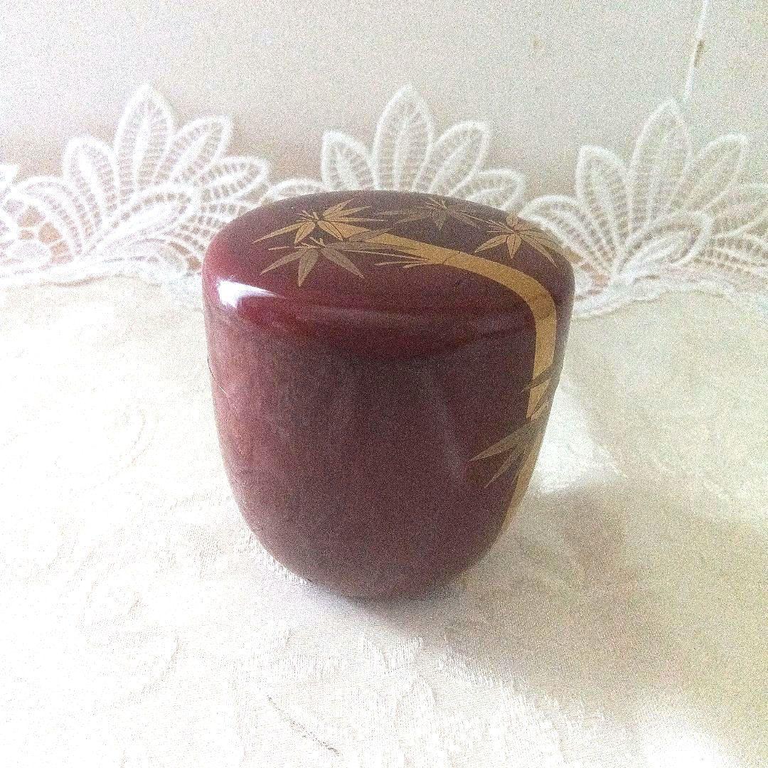 中棗 竹蒔絵 山下泰園作 蒔絵師 共箱 在銘 茶道具