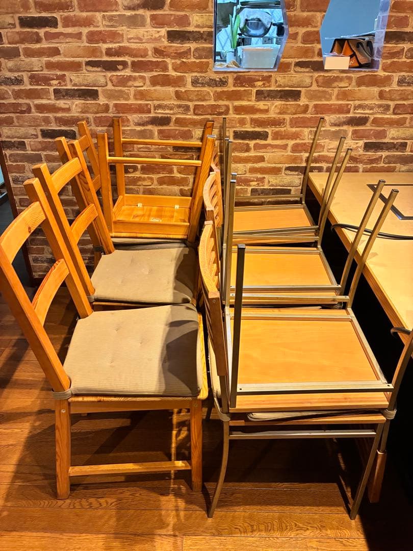 【ヒ6295、直接引き取り】鉄板テーブル3台、椅子セット(お好み焼き)