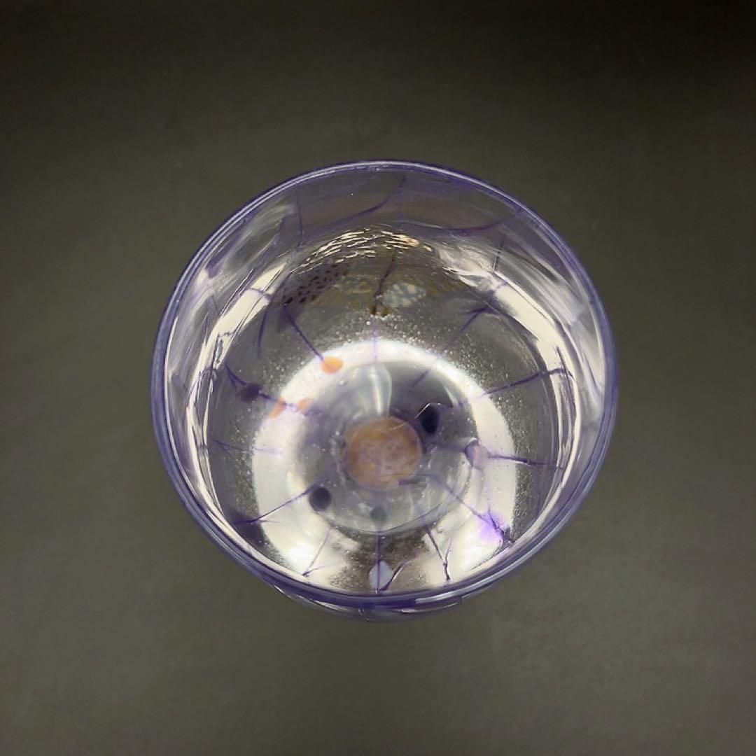 銀製台付 葡萄の彫刻 ワイングラス 金彩 紫 パープル 現代工芸