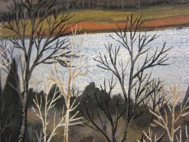 鑑定済み 真作 日本画巨匠 杉原元人画伯 豪華プラチナ箔 風景画