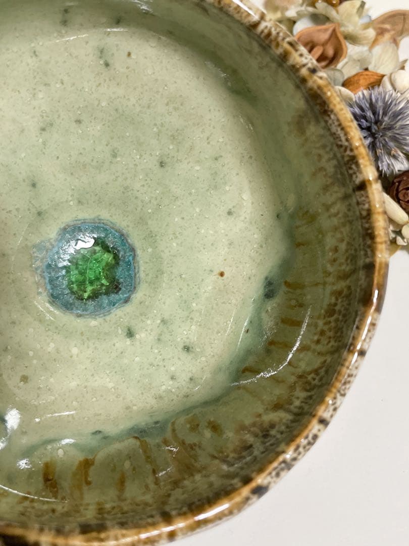 萩焼 山根清玩 しだれ釉 抹茶碗 光彩庵 陶器 孔雀釉 割り高台