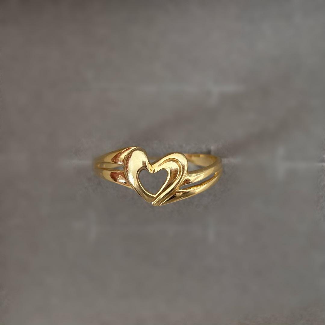 K18 18金　ハート ゴールドリング 大きめサイズ