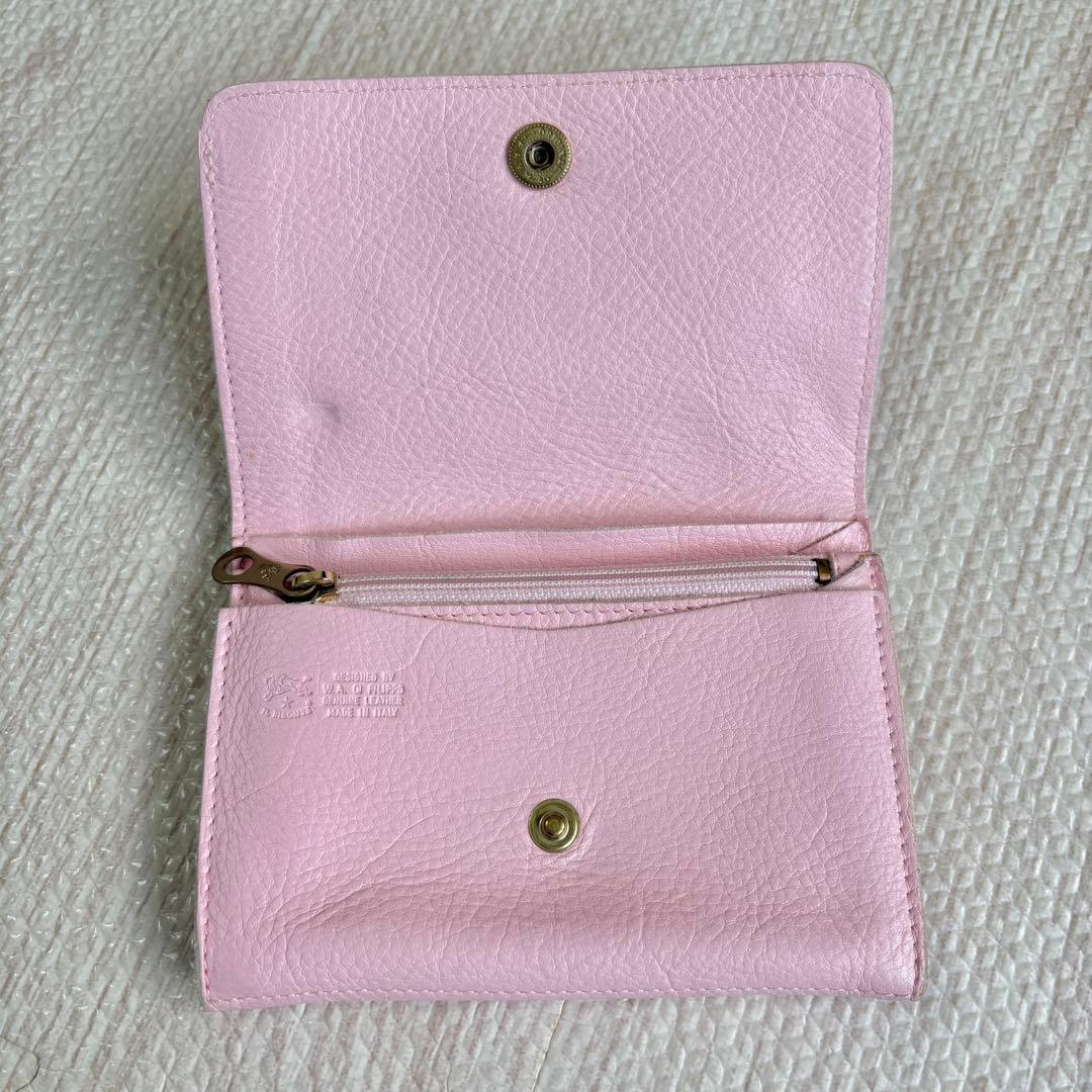 IL BISONTE イルビゾンテ 二つ折り財布 ピンク オリジナル巾着袋付き
