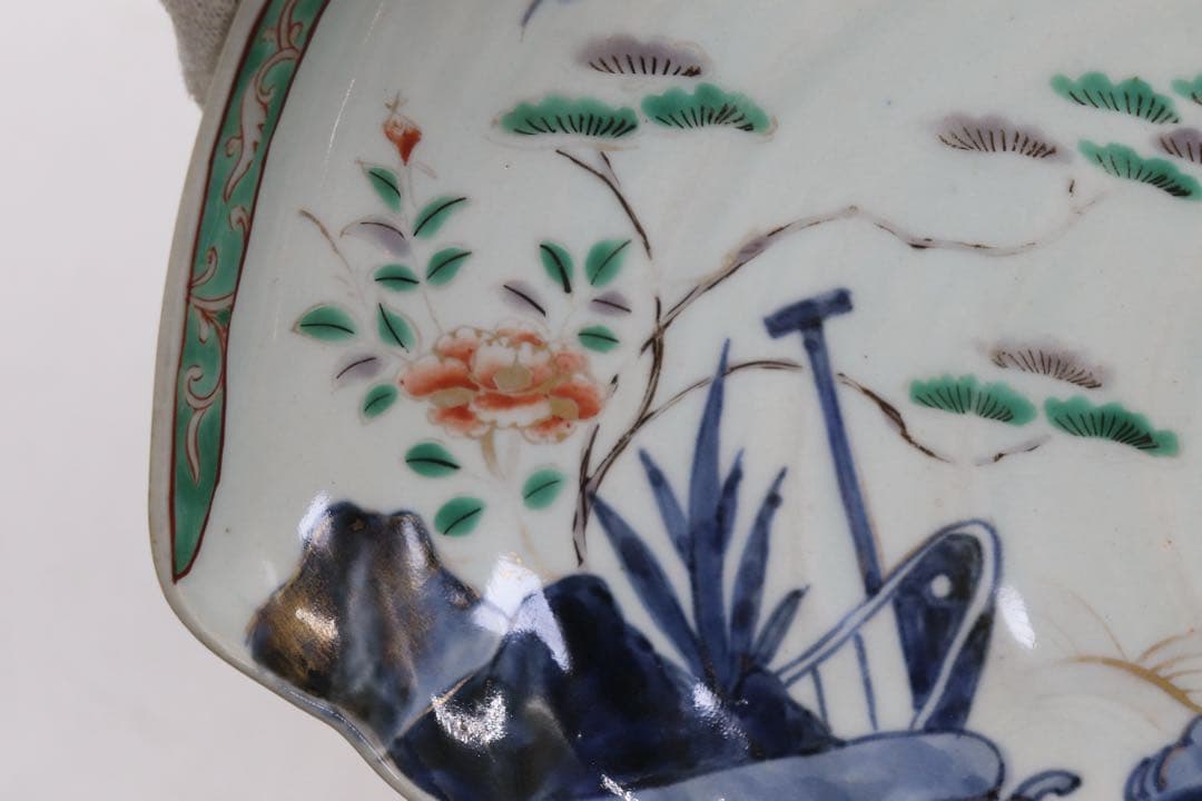 江戸 伊万里色絵 あわび型盛皿 大明年製銘 アンティーク 送料込み251010