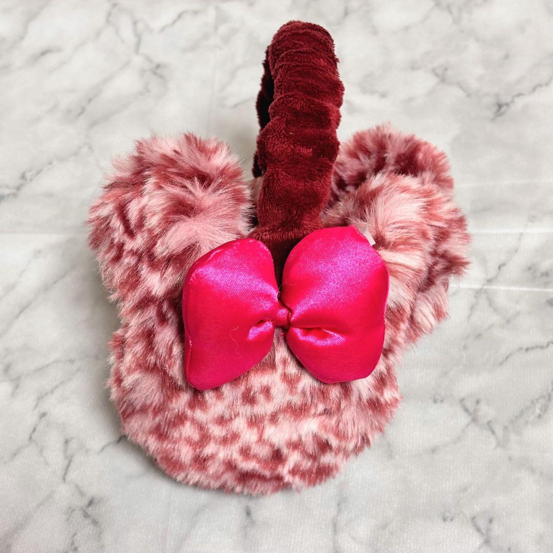 ディズニー】ミニー ヒョウ柄 イヤーマフ ピンク