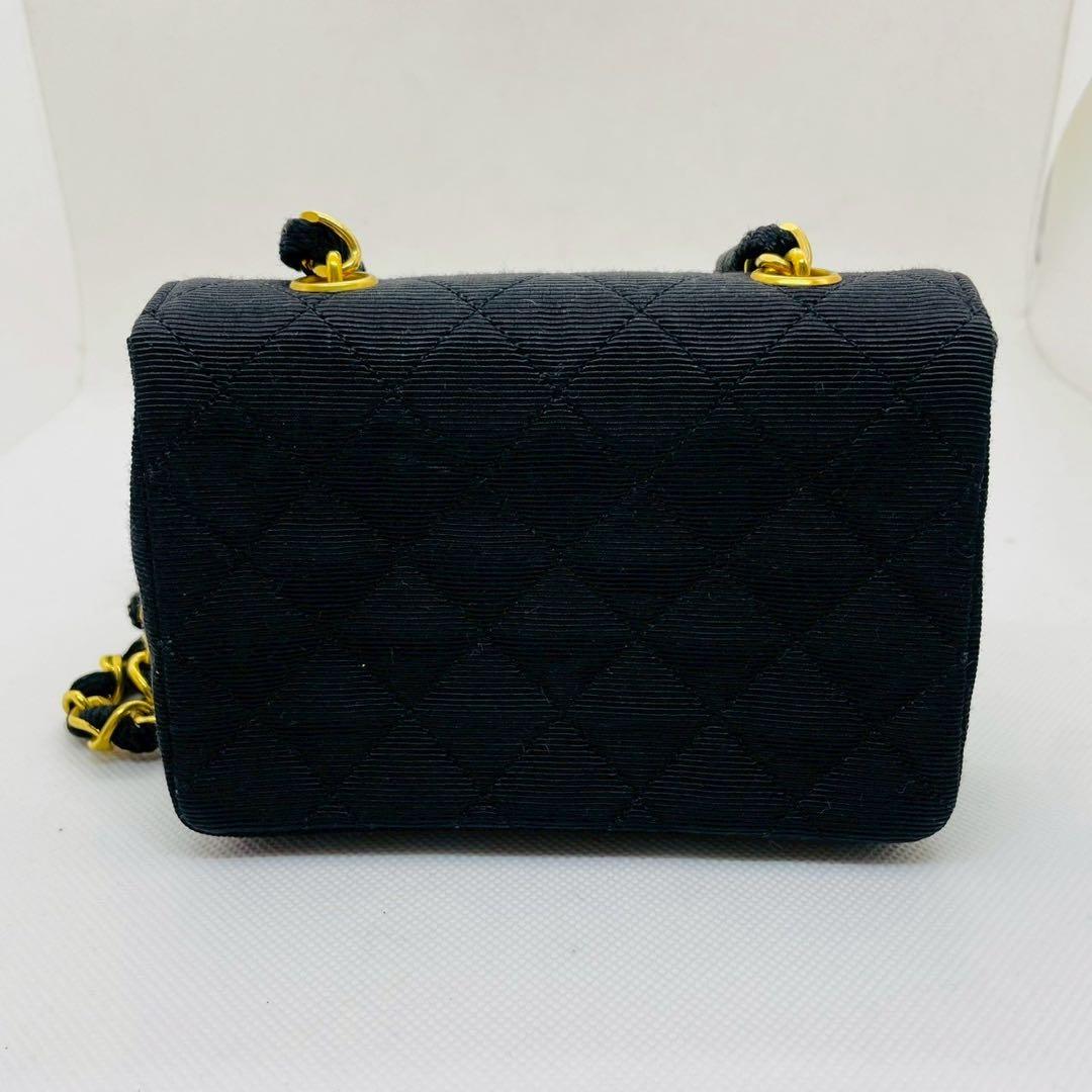 CHANEL　シャネル ミニマトラッセチェーンショルダー コットン ブラック
