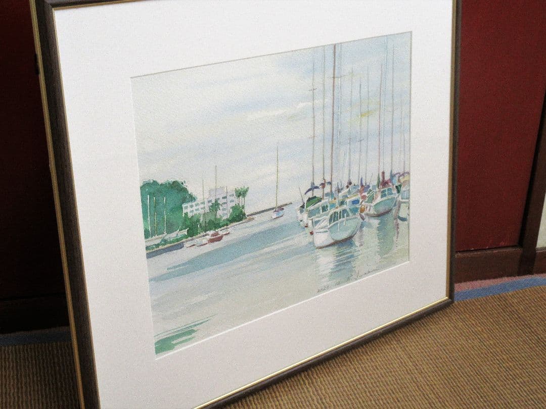 水彩画「ヨットハーバー」