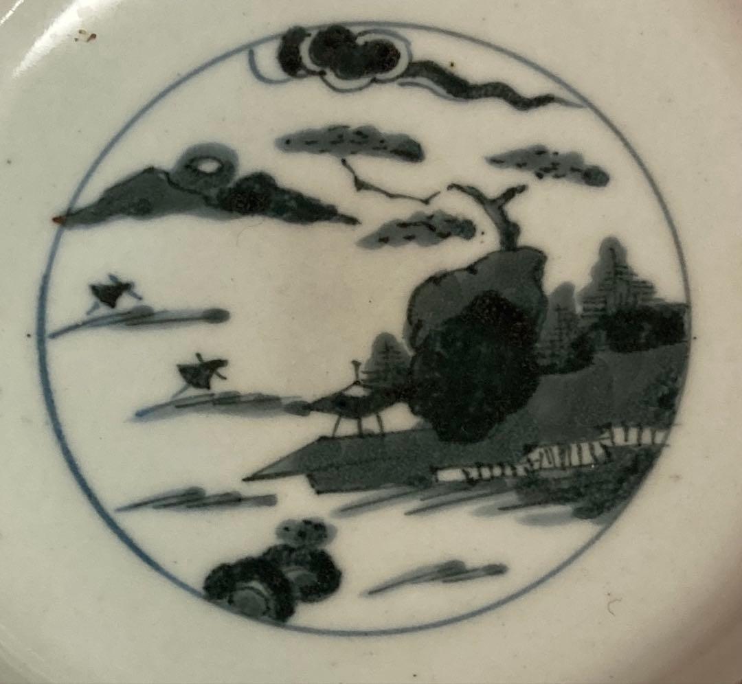 骨董品」古伊万里 染付 山水図 江戸時代に肥前で焼かれた磁器である 皿