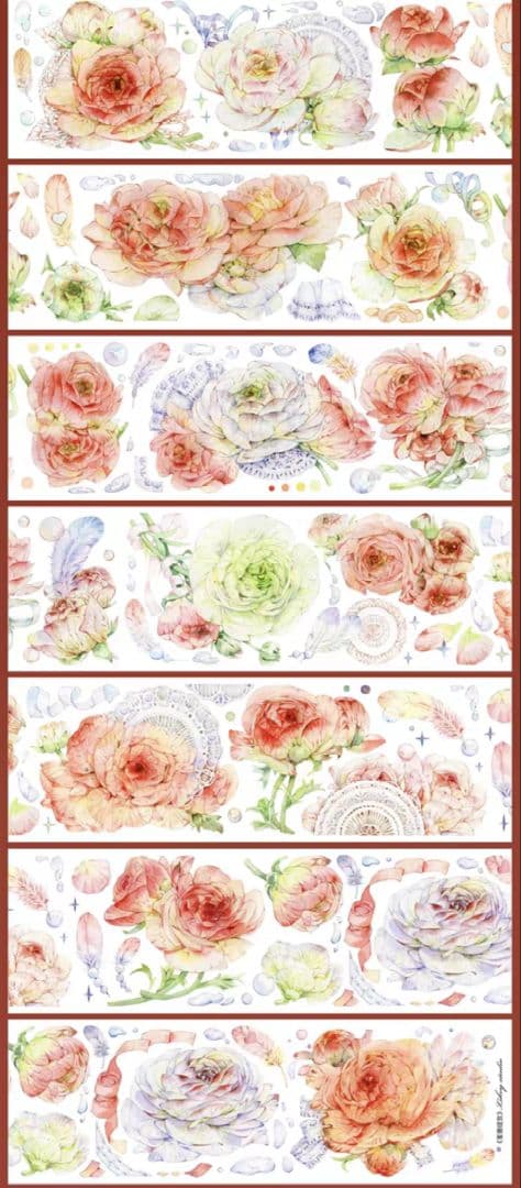 巻売 538☆ 海外 マスキングテープ マステ PET 装飾 花 人物 金ホロ 巻売