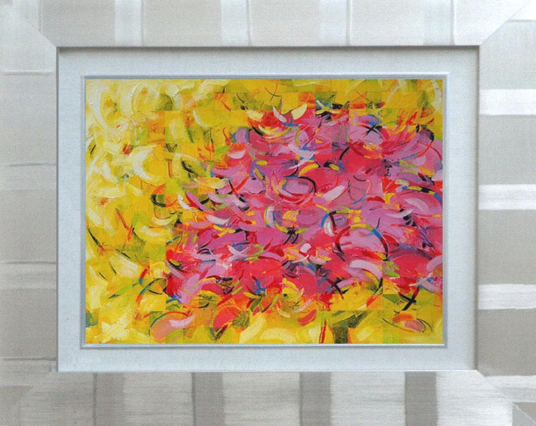 油絵 菅家令子 絵 絵画 インテリア 額付(黒) F4-080711 風景 桜