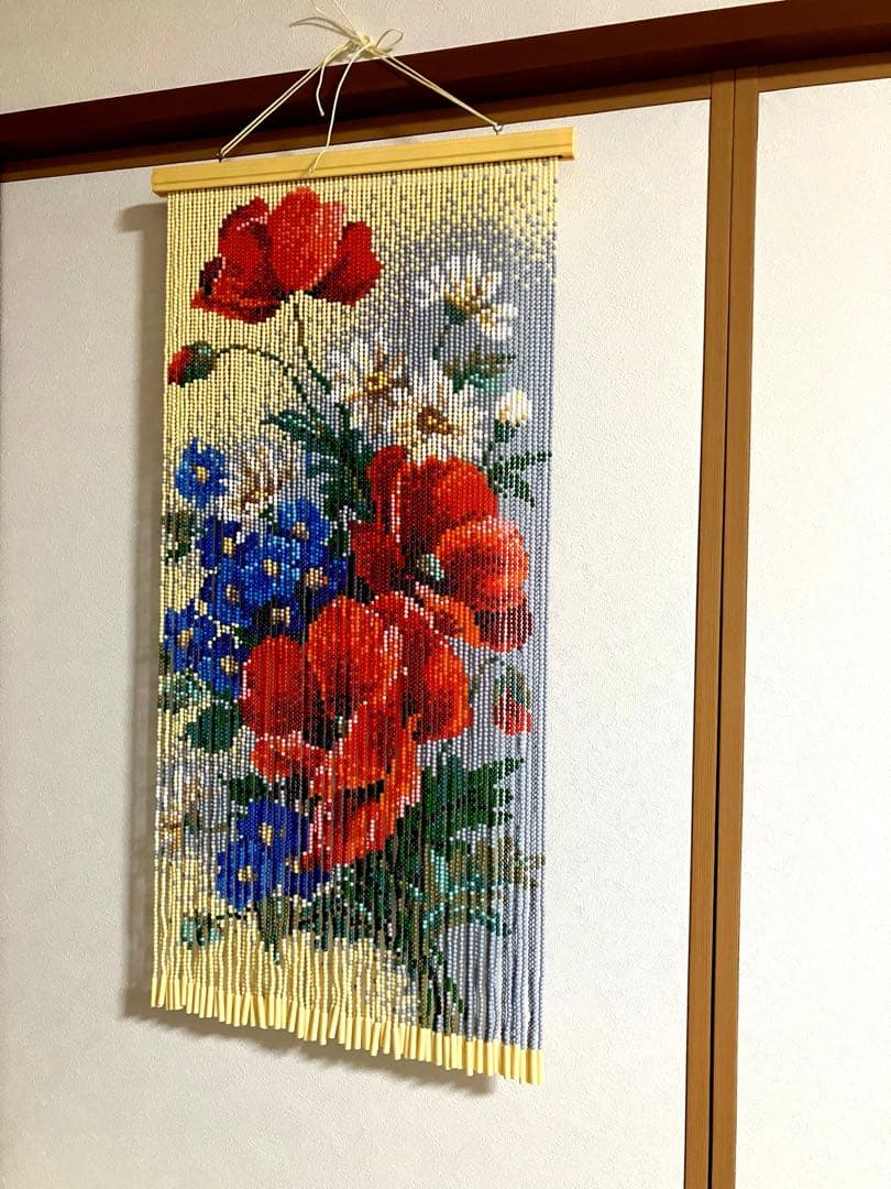 スキルタペストリー完成品 ひなげさし42✖️86センチ 珠のれん ビーズ