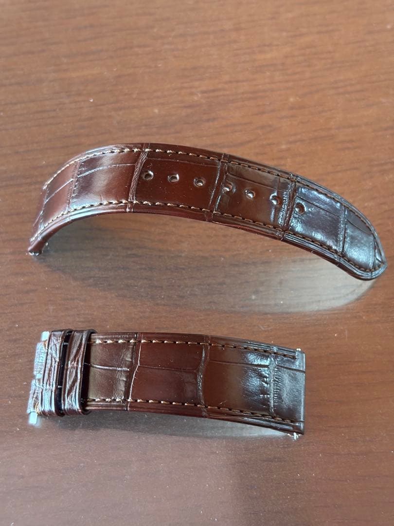 ③ジャガールクルト 純正 ベルト レザー クロコ ブラウン 尾錠 【訳