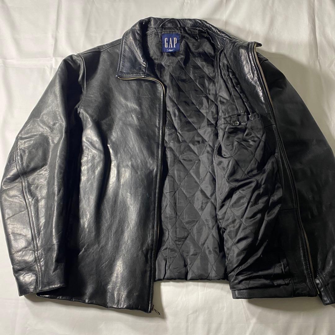 00s Gap Leather Jacket Black Y2K