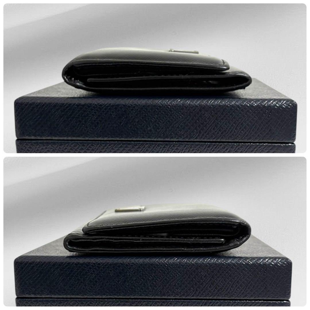 極美品✨ PRADA プラダ 三つ折り財布 オールレザー ブラック 三角ロゴ