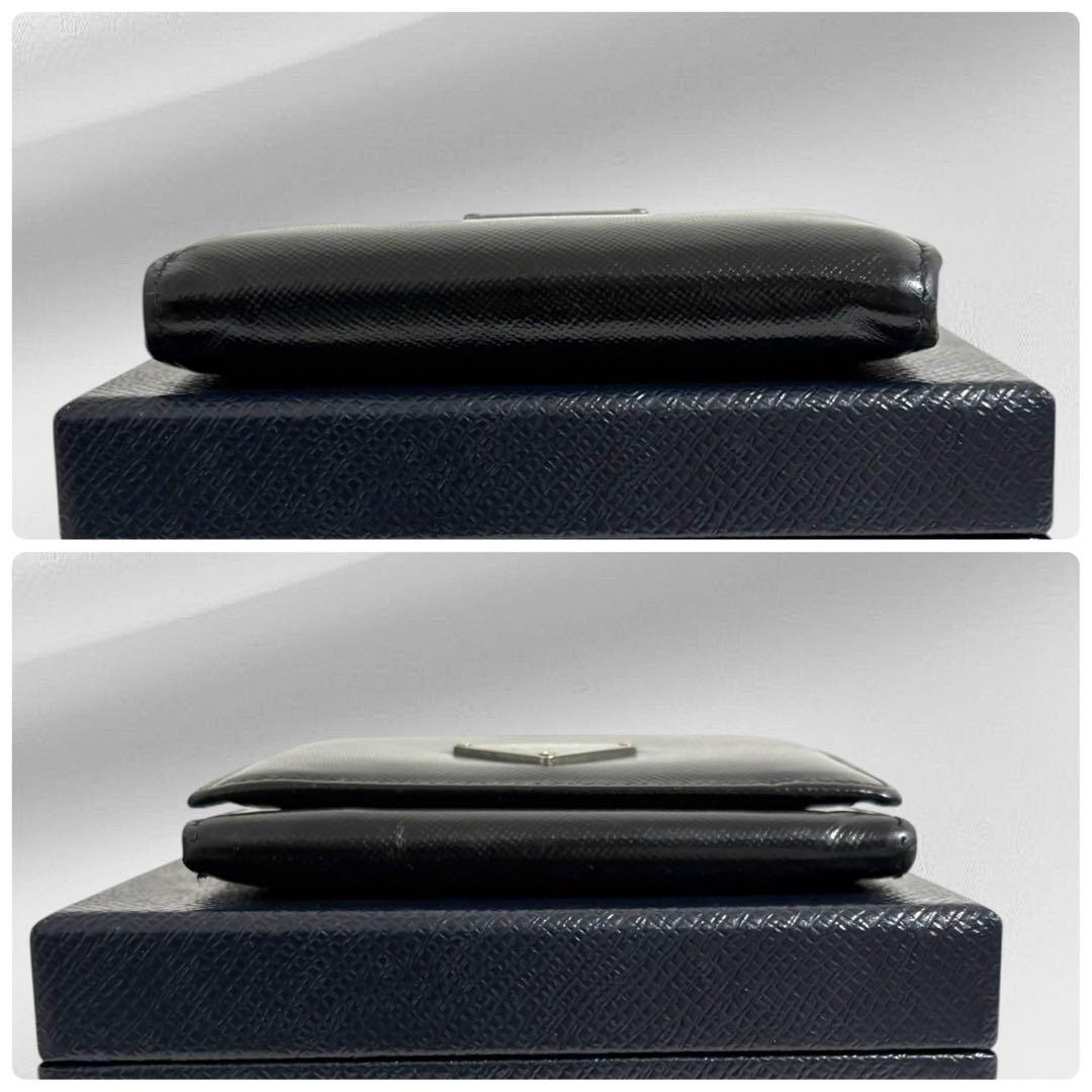 極美品✨ PRADA プラダ 三つ折り財布 オールレザー ブラック 三角ロゴ