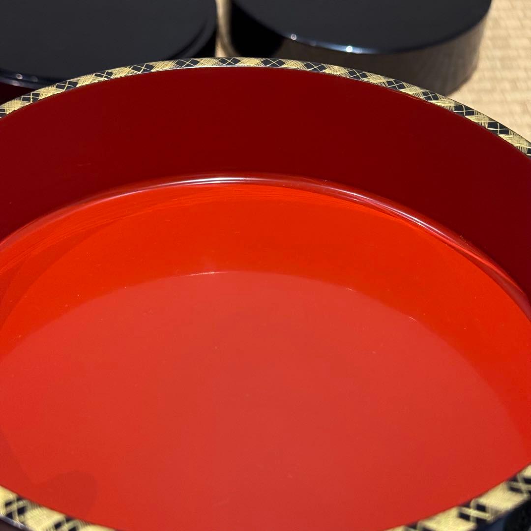 輪島塗 池盛漆器謹製 本堅地 網代沈金 丸重 共箱 美品