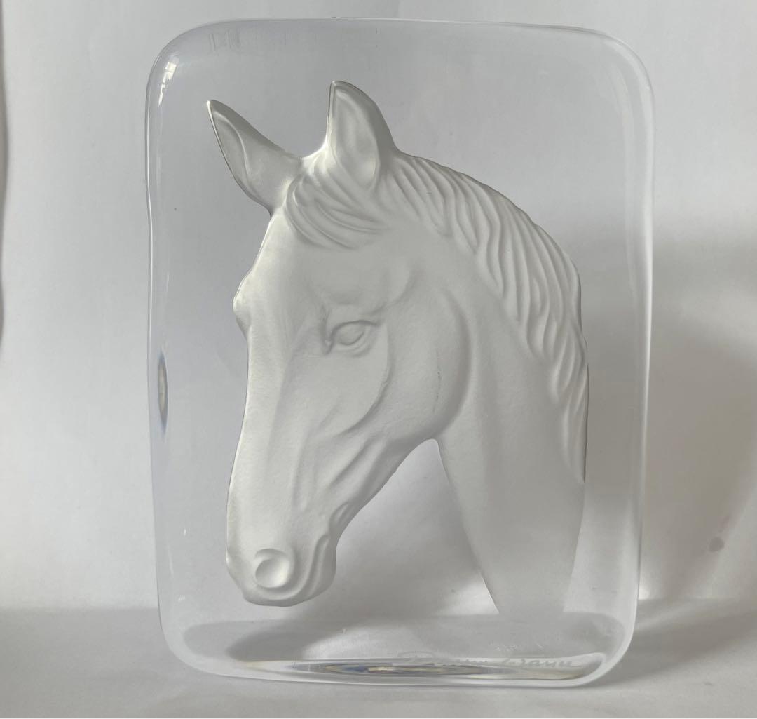 Daum France ドーム フランス クリスタルガラス馬の頭部彫刻 美品 Daum