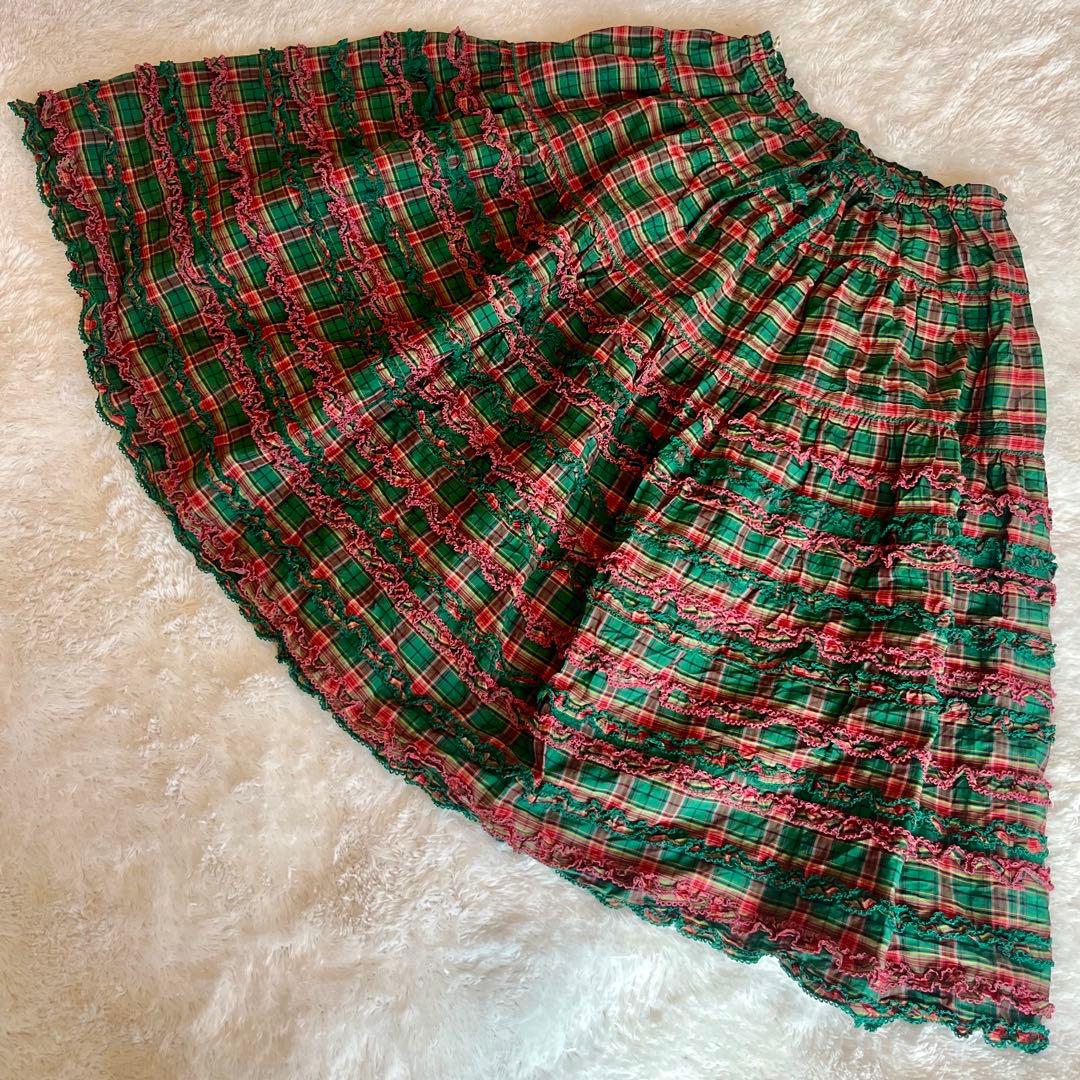 ピンクハウス　オリジナルタータンチェックスカート　フリル　スカート