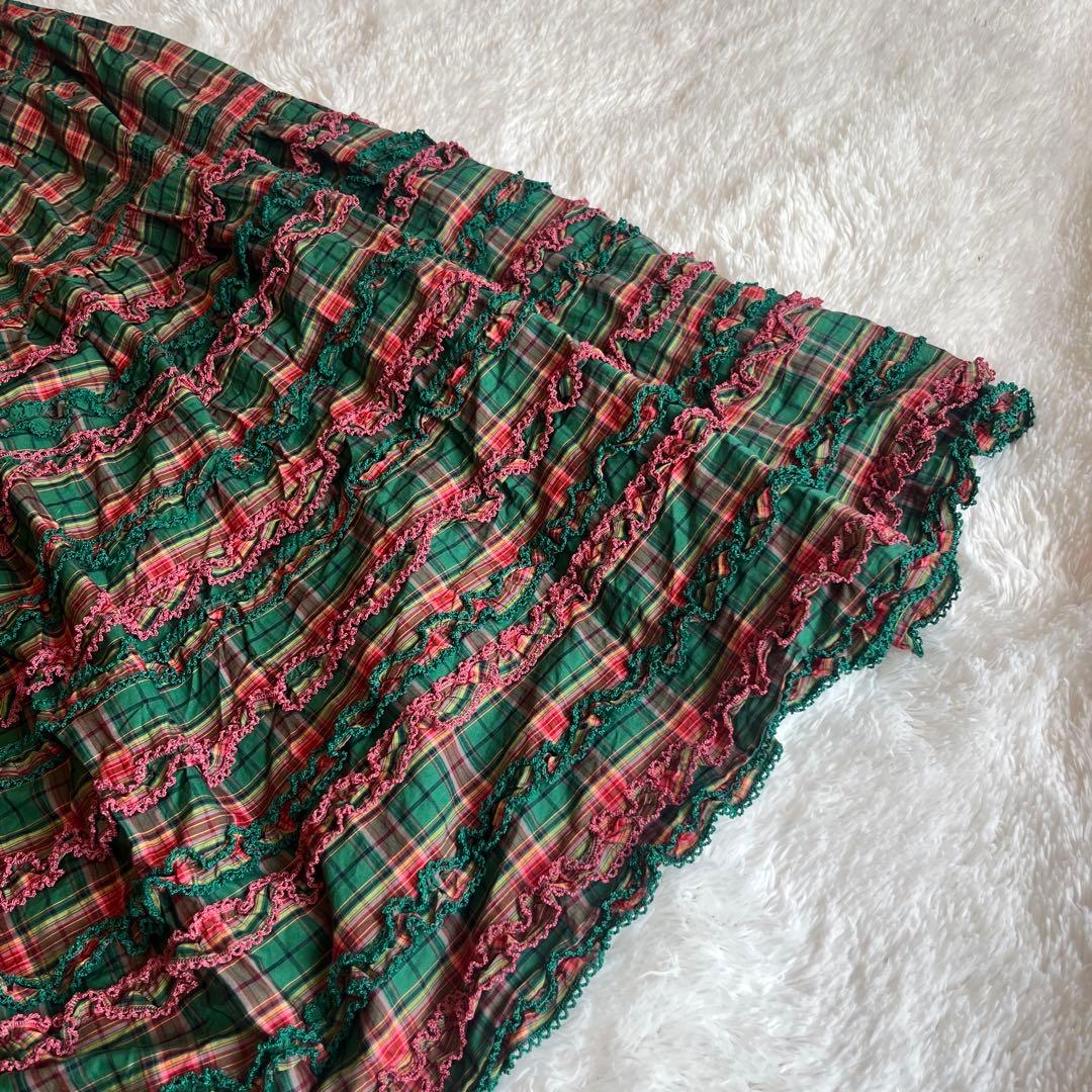 ピンクハウス　オリジナルタータンチェックスカート　フリル　スカート