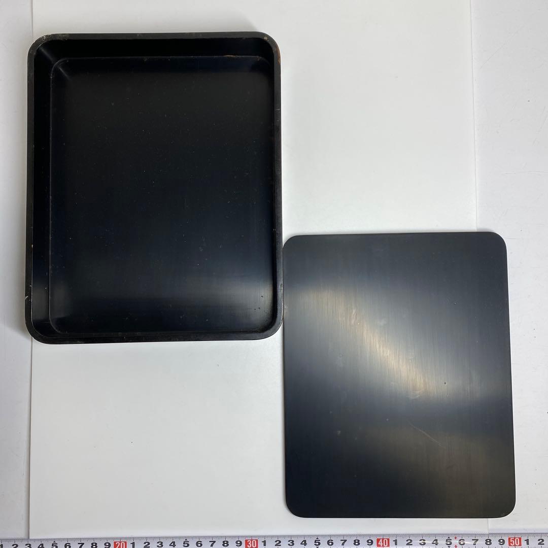 時代 本相黒 硯箱 22.5×18.5×4.5cm 東キ7-1129☆2Fトコチ