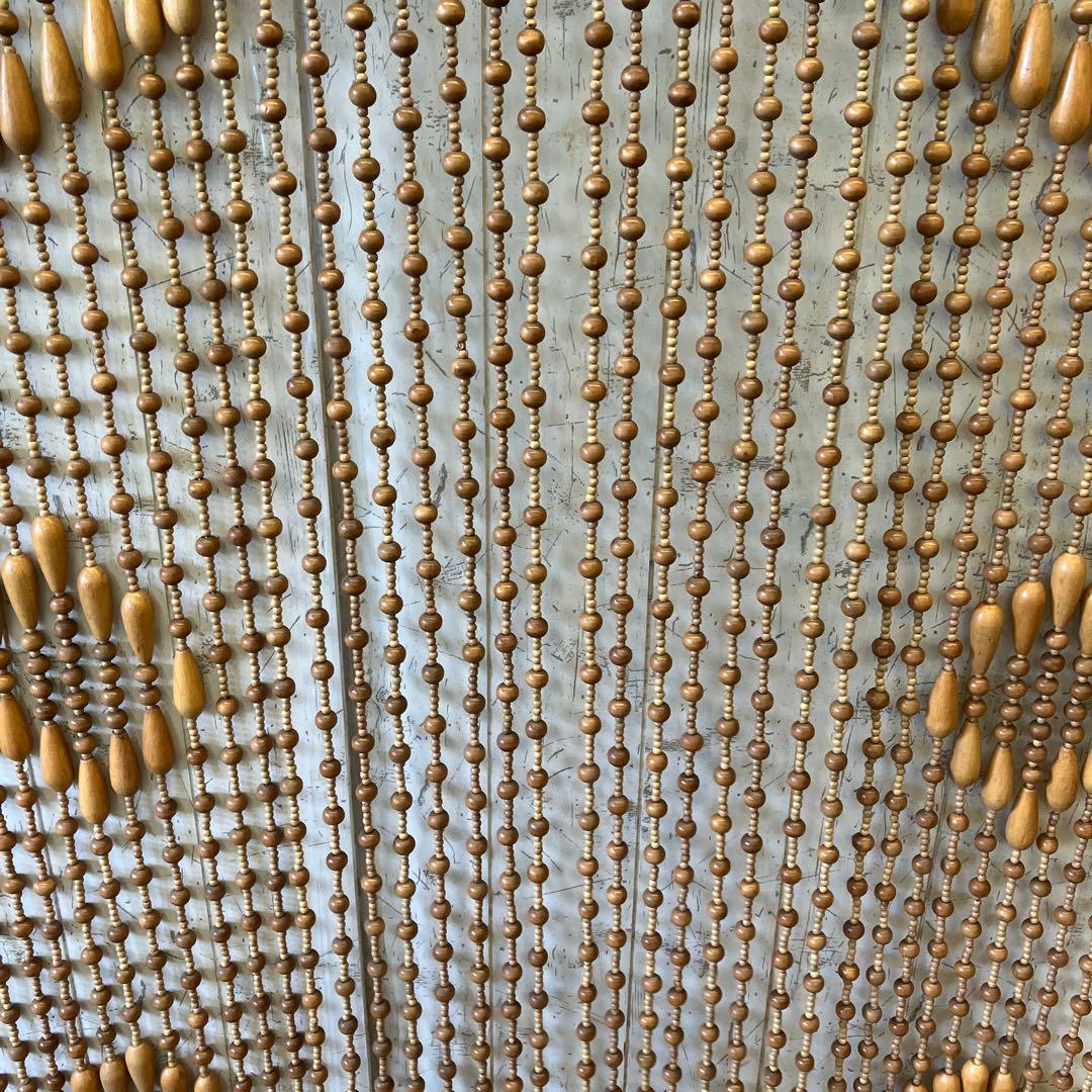 昭和レトロ スライド式 開閉 アーチ型 ウッドビーズ のれん カーテン