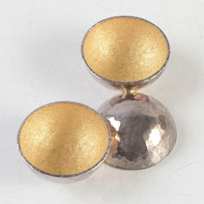 金工作家　櫻内邦子作　純銀刻印　銀塩胡椒入　約36g　匙付　共箱　V　9561