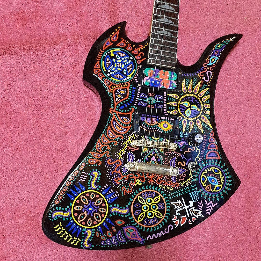【良・美品】サイケペイント・hideモデル。MGモッキンバードエレキギター。