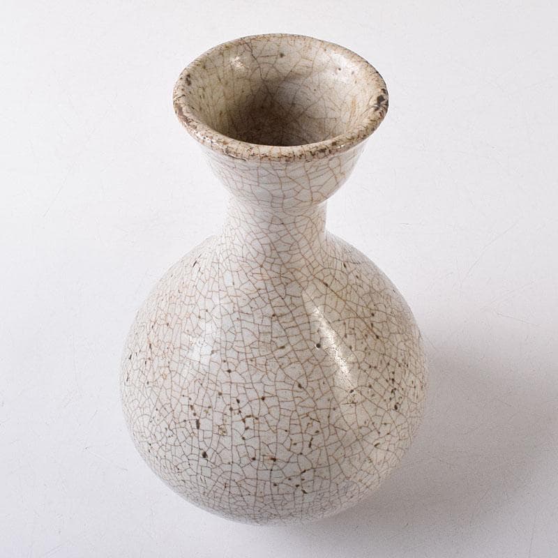 中国　哥窯　白磁　金糸鉄線　氷裂文　碗口瓶　時代箱　M　R8777