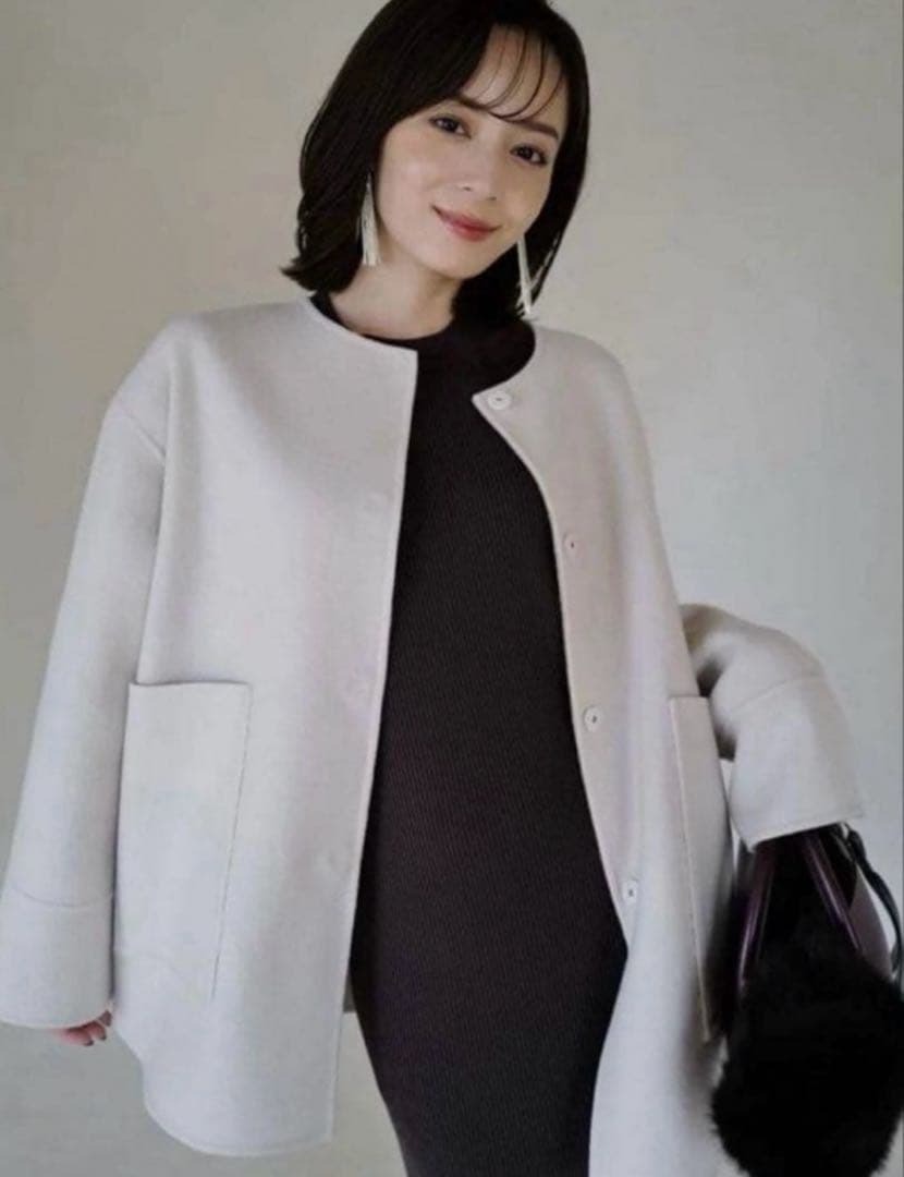 anuans バイカラーショートリバーコート （ECRU） アニュアンス anuans バイカラーショートリバーコート （ECRU） -靴