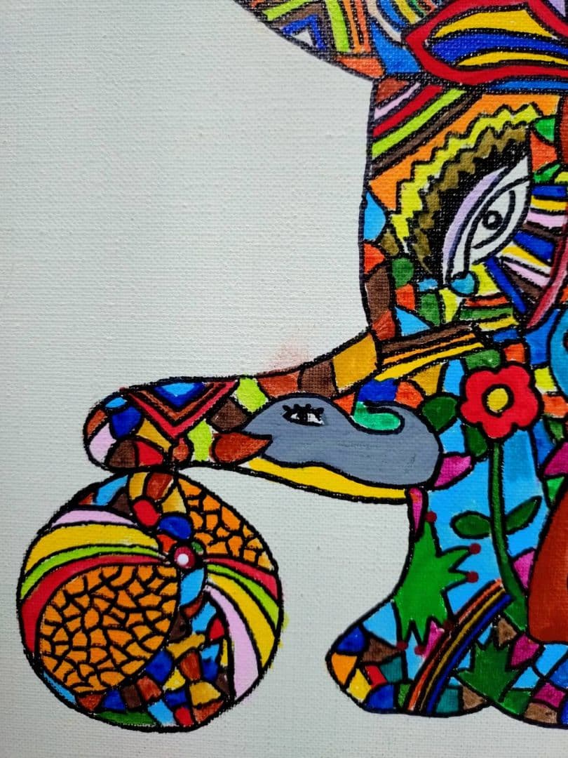 【F6号】ジミー大西【Cat】手描き作品/表裏サイン/油彩/アクリル/絵画/額縁