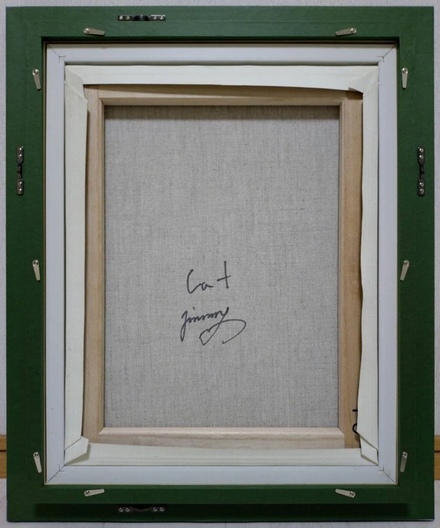 【F6号】ジミー大西【Cat】手描き作品/表裏サイン/油彩/アクリル/絵画/額縁