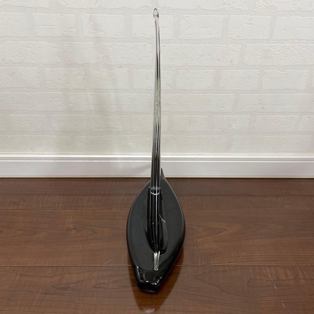 MURANOムラーノガラス イタリア製 大型 ヨット クリア ブラック