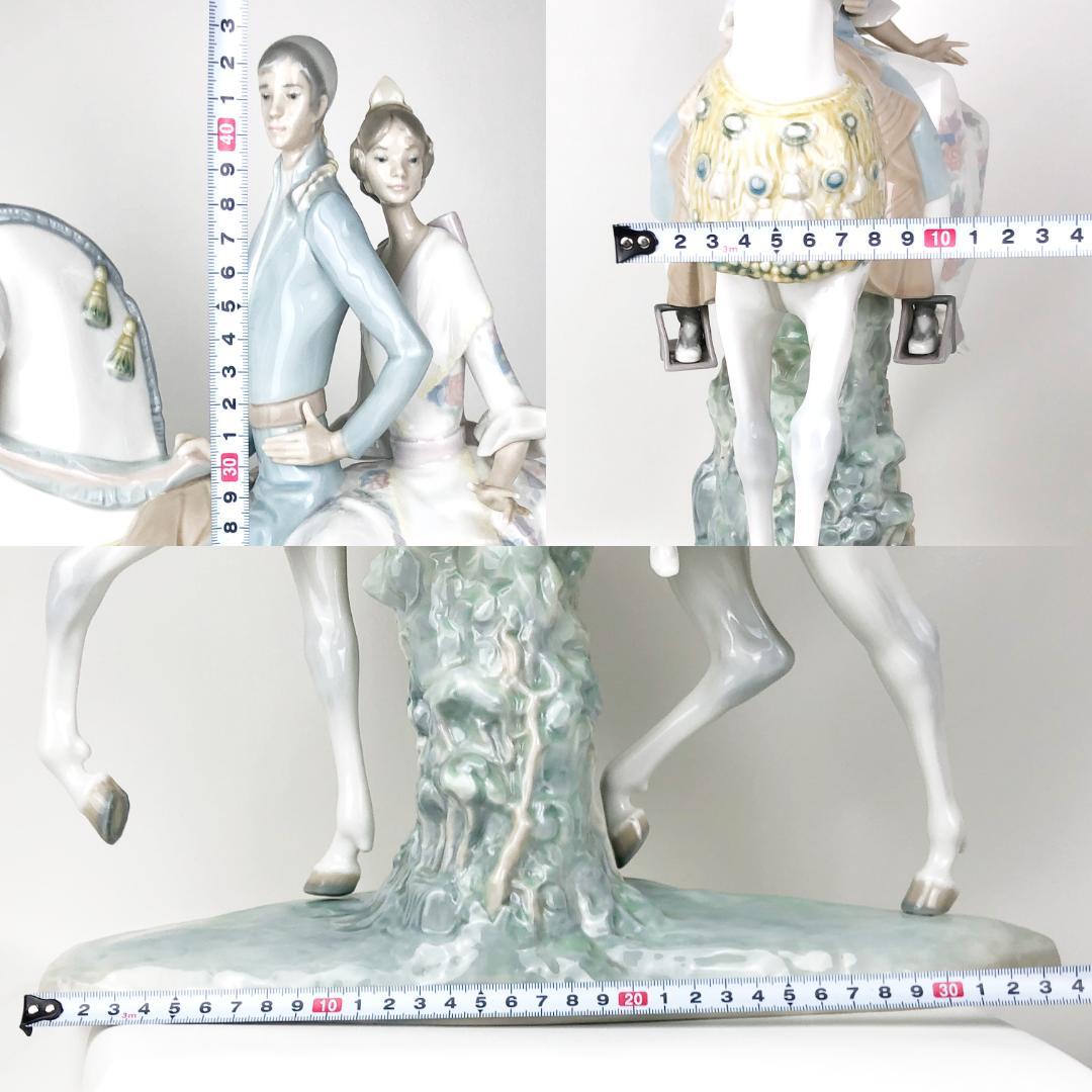 希少・大型45cm・クリーンアップ済】リヤドロ／馬に乗ったカップル／F19-S