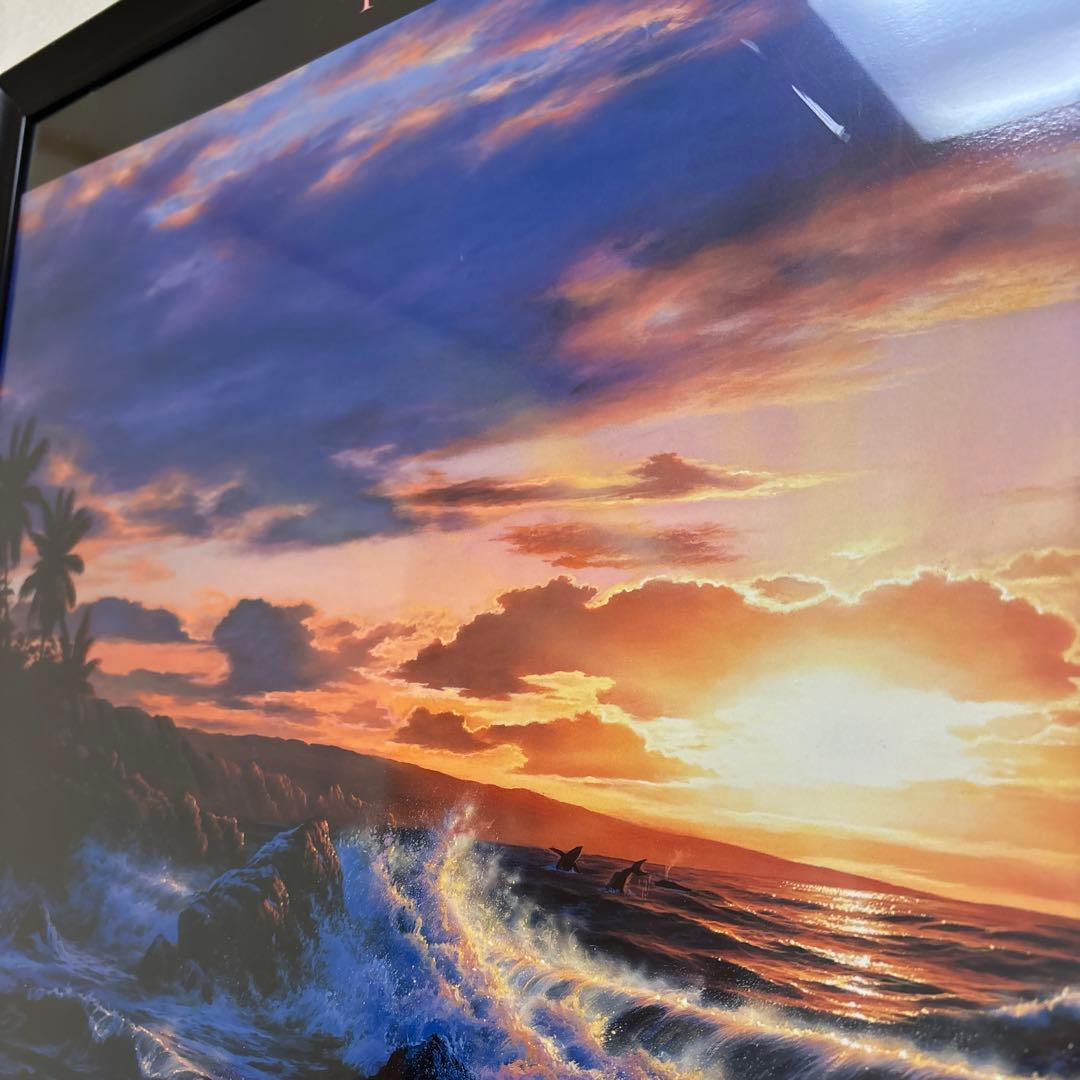 ラッセン ロマンスオブザシー 夕日 サンセット クジラ 風景 版画 額入り