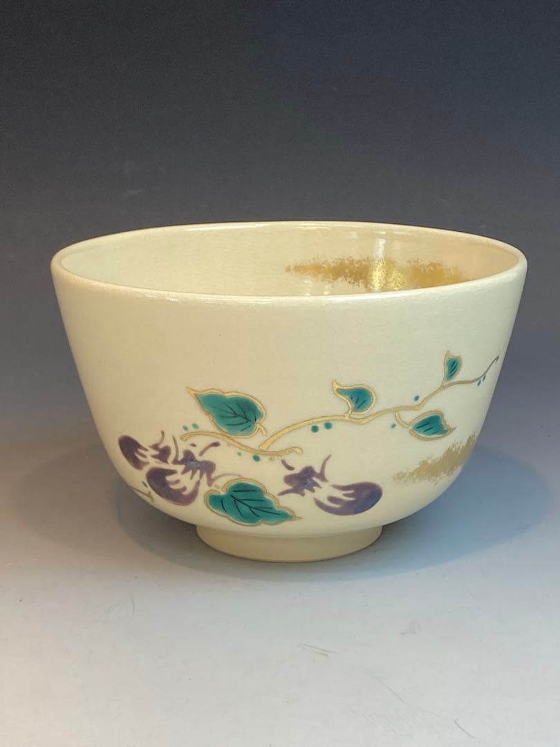 イ641 茶碗『通次阿山』『仁清写朝顔平茶碗共箱』抹茶碗茶道具