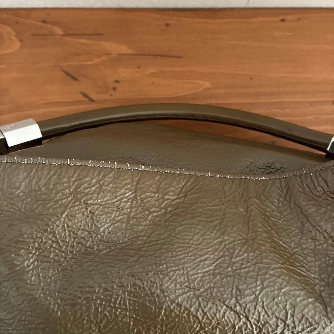 YVES SAINT LAURENT パテントトートバッグ　ローディ　グレー