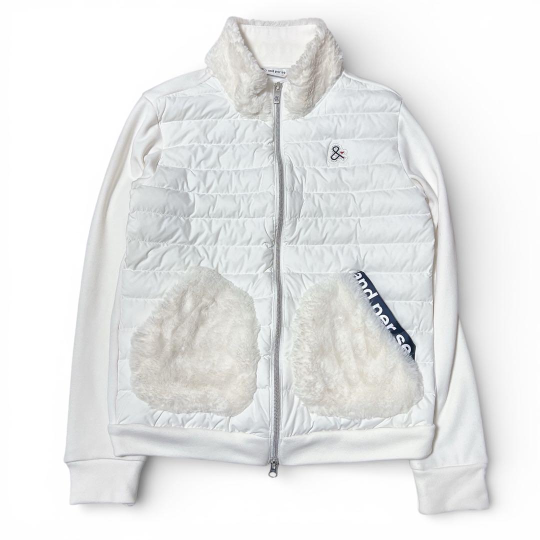 【美品】and per se 中綿切替ブルゾン L 白 防寒 ゴルフ 現行