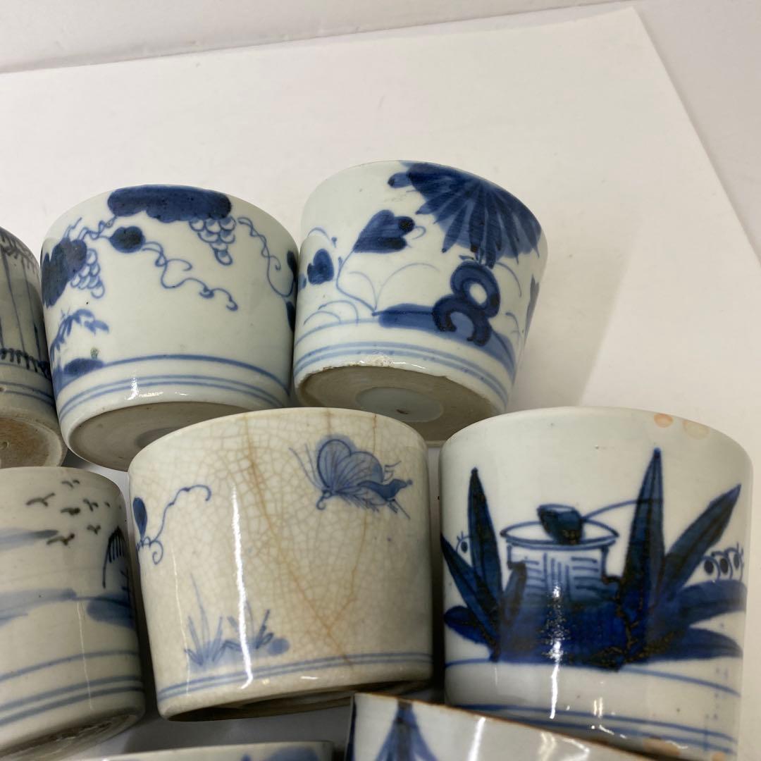 古伊万里　染付蕎麦猪口　13客　東さ7-0409②