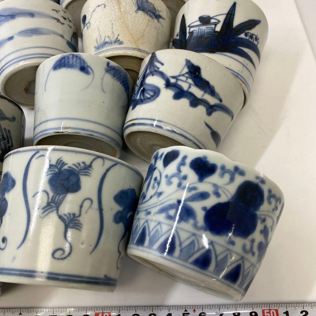 古伊万里　染付蕎麦猪口　13客　東さ7-0409②