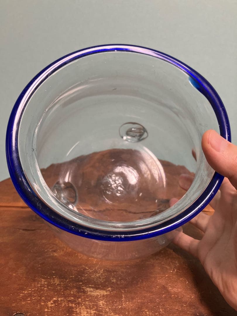 大正時代の吹きガラス製三つ脚金魚鉢◇レトロガラス◇和ガラス