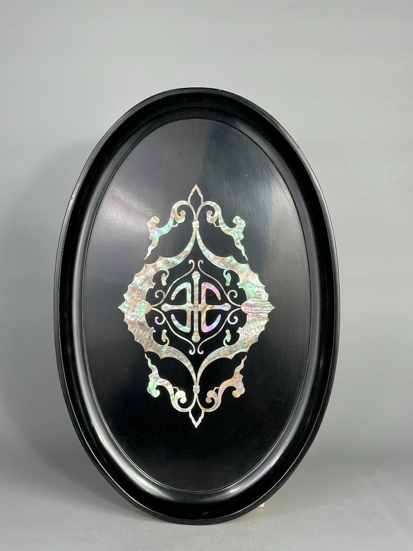 朝鮮美術 李朝 朝鮮京城松華堂製 螺鈿漆器 李王家 御盆