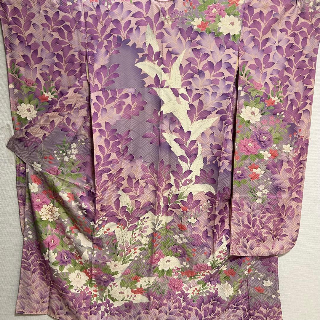 豪華振袖5点セット！！ 幻想的な手描き 刺繍 振袖 草花柄 着物スキ