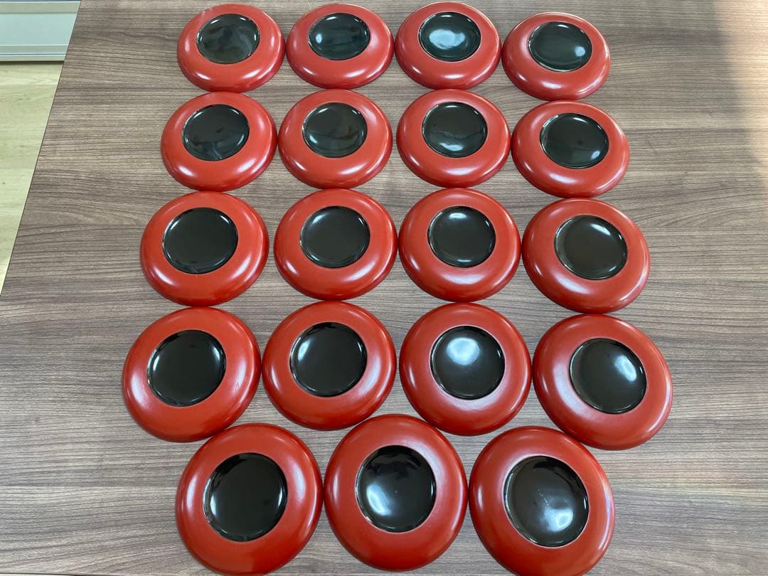 【現状品】輪島塗 漆器 朱塗 平皿 19枚セット 底黒塗 レトロ　アンティーク