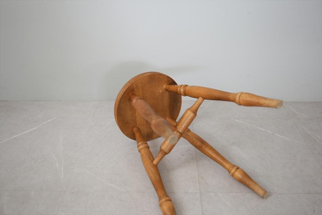 英国アンティーク木製スツール/丸イス椅子チェア/踏み台/腰掛け(81-190-1