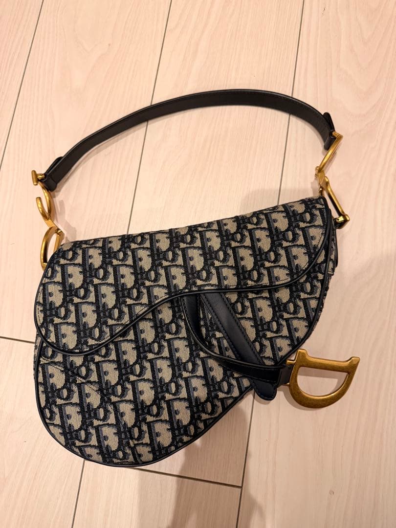 Dior サドルバッグ ベージュ ネイビー