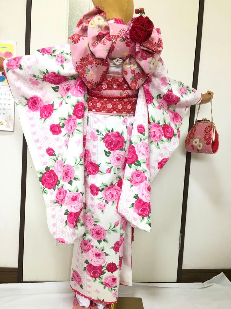 七五三用 花柄着物 ピンク