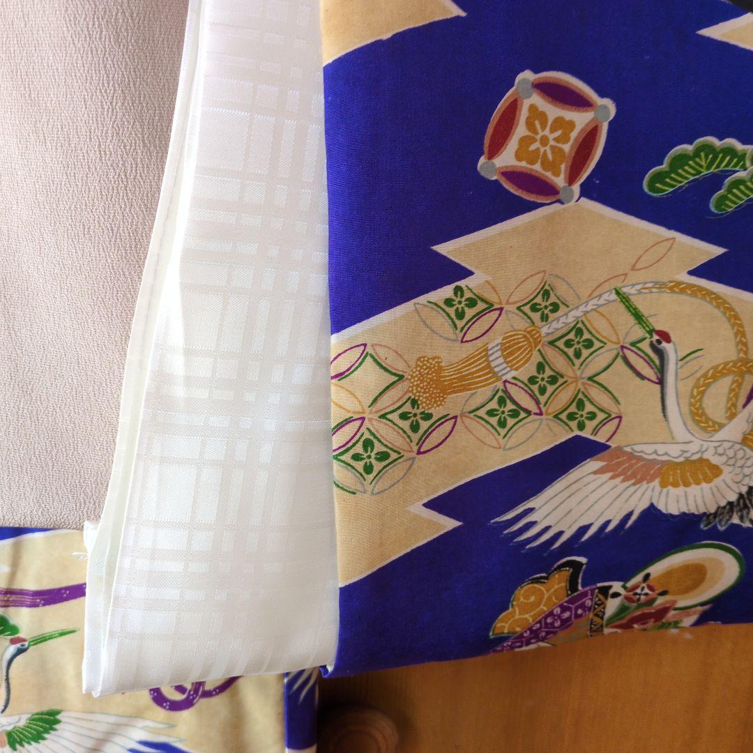 七五三３歳男の子正絹薄綿入り着物と正絹縮緬の被布（中綿無し）