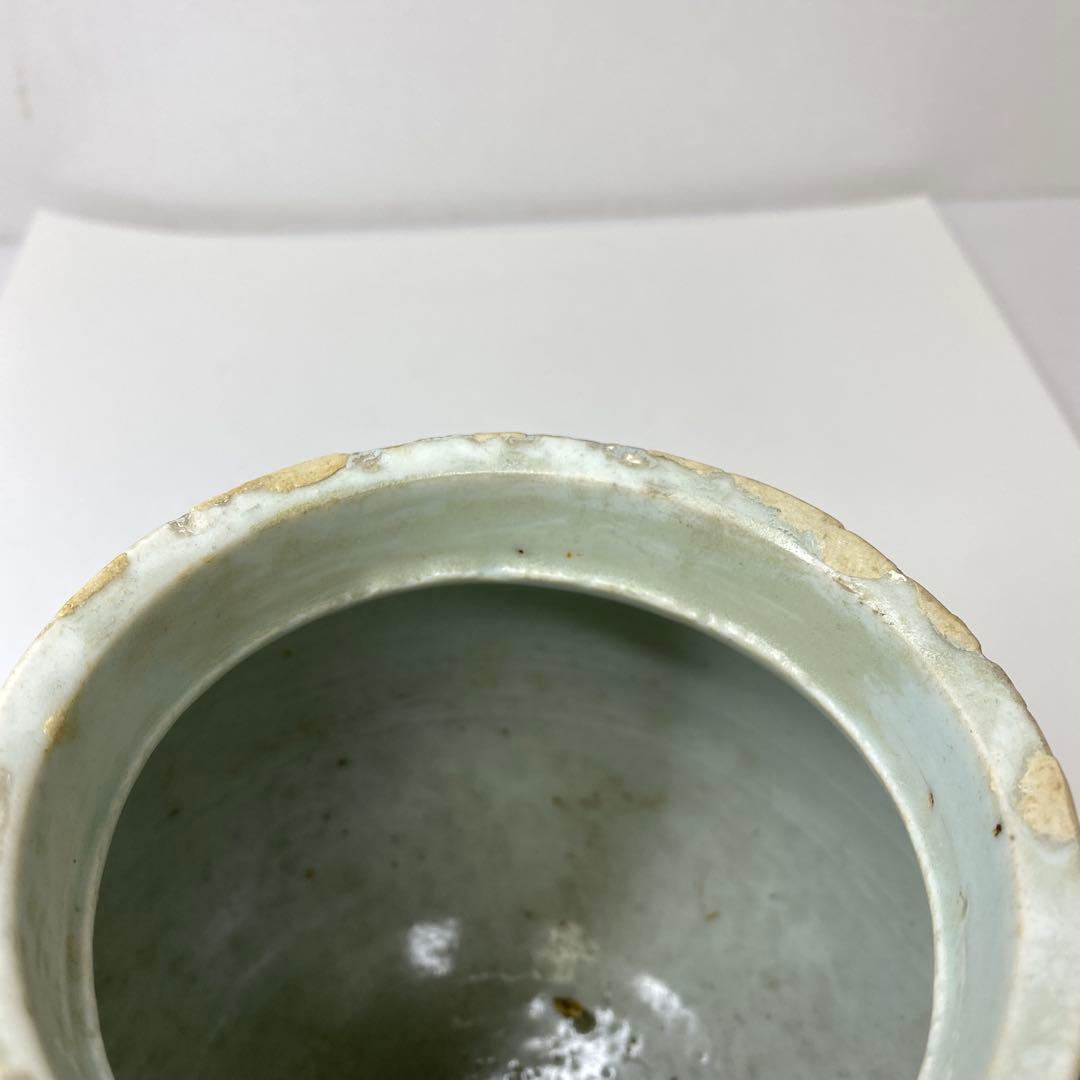 李朝　染付　牡丹文　壺　高さ約15.1㎝　トヒオウ　東さ7-0728③