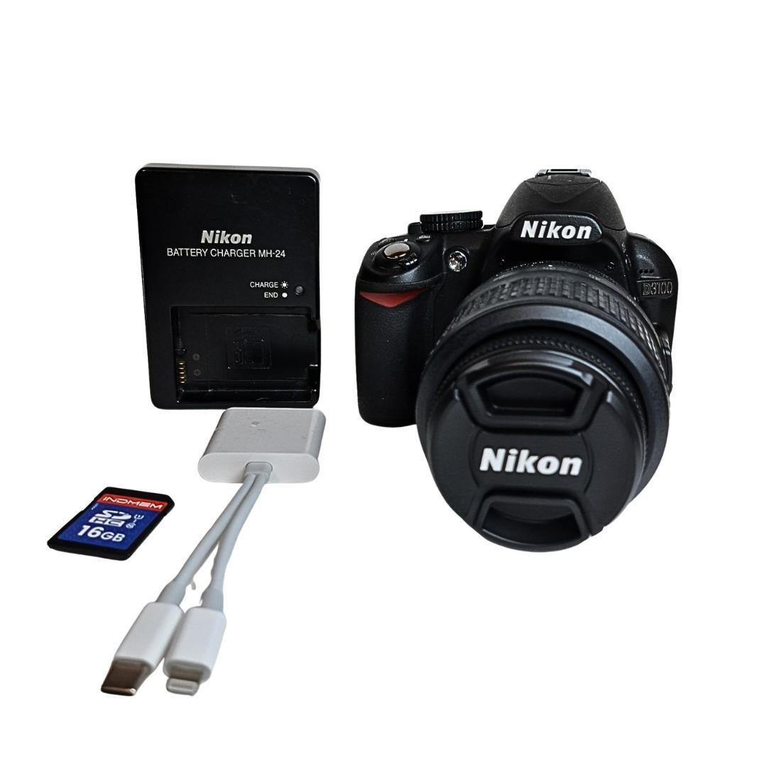 Nikon D3100 デジタル一眼レフ レンズ スマホケーブル SDカード付