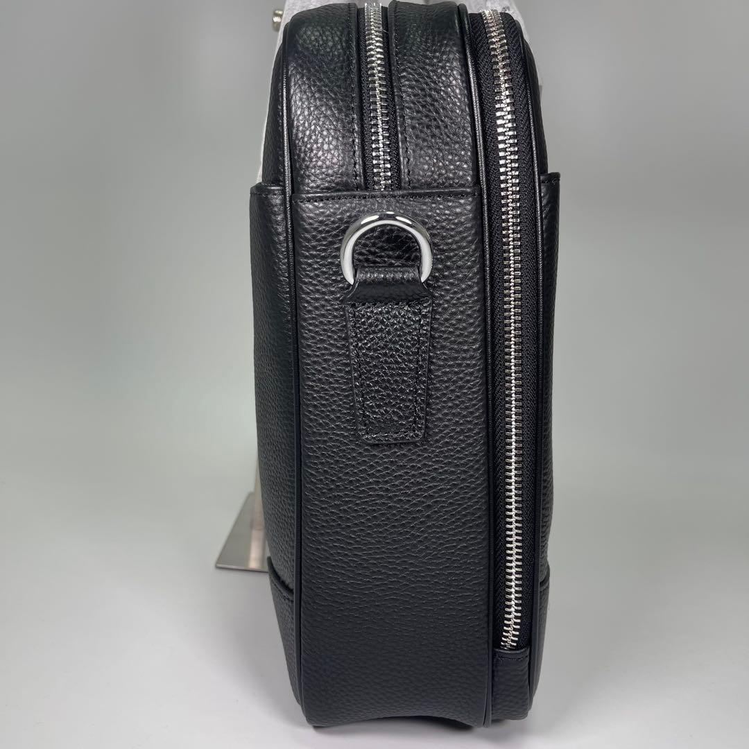 【新品✨】高級メンズビジネスバッグブリーフケース黒オールレザーシボ革2WAY